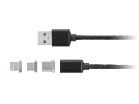 Laidas USB - USB C / USB micro / iPhone 8pin (lightning) 1m magnetinis Kruger&Matz 
